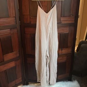 Lou & Grey Linen Striped X-Back Jumpsuit